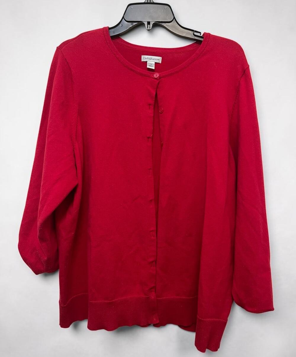 Red button down sweater Croft & Barrow Size 2X Business Casual Cardigan Soft
